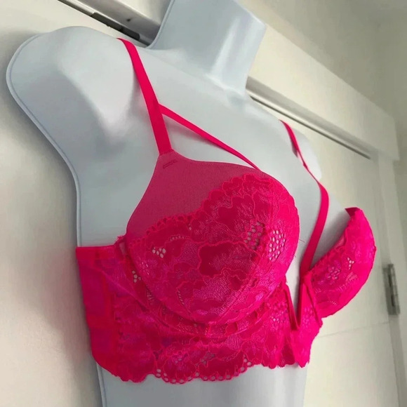 La SENZA/ Beyond Sexy/ Classic  plunge/ Neon pink/ Size 34B - Picture 6 of 10